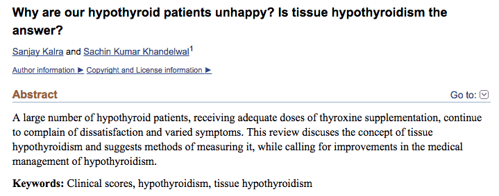 an abstract from a study which discusses the concept of tissue level hypothyroidism.