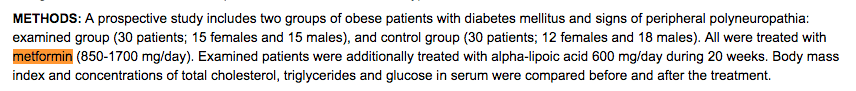 text from a study which compared metformin to alpha lipoic acid.