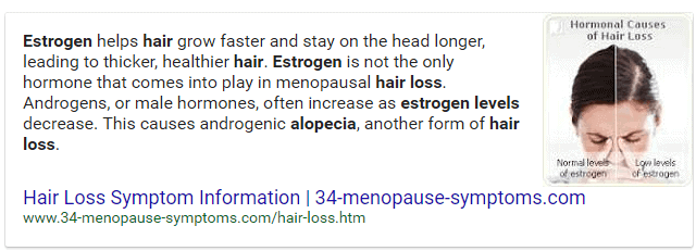 text which describes the impact that estrogen has on hair in women.