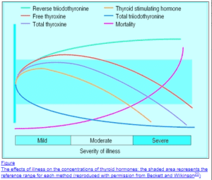 the effects of illness of various thyroid lab tests in the serum The severity of hypothyroid symptoms depends on serum thyroid lab tests which are influenced by medical conditions
