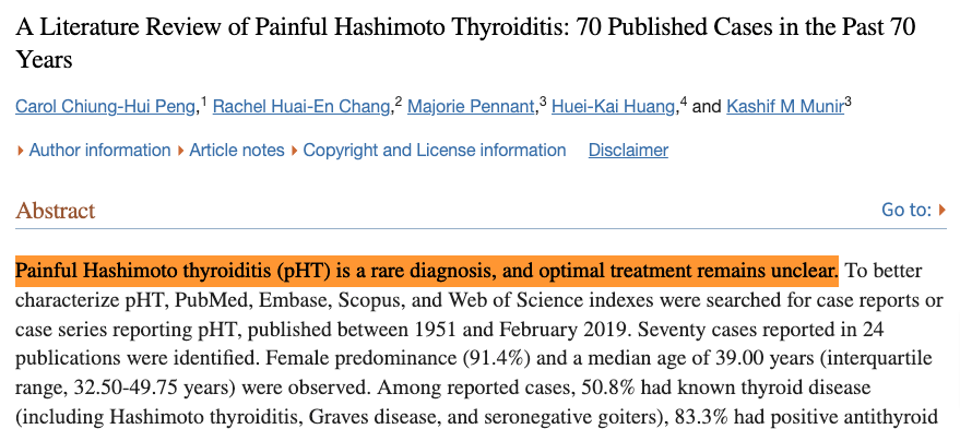 painful hashimoto's thyroiditis as a rare disease state painful hashimoto's thyroiditis as a rare disease state