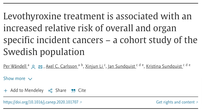 additional studies outlining the connection between levothyroxine use and cancer risk additional studies outlining the connection between levothyroxine use and cancer risk