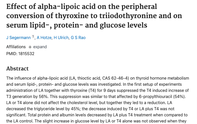 study showing that alpha lipoic acid may negative impact thyroid conversion study showing that alpha lipoic acid may negative impact thyroid conversion