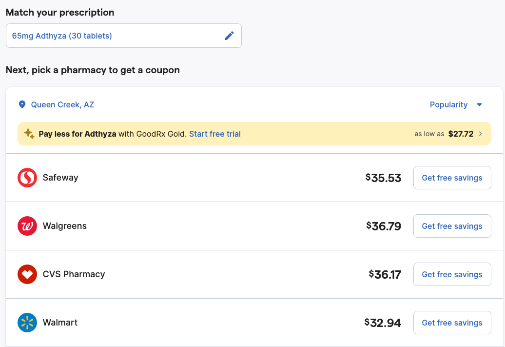 cost of 1 month of adthyza from local pharmacies on goodrx cost of 1 month of adthyza from local pharmacies on goodrx