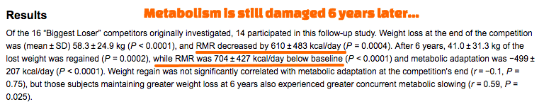 results of the biggest loser study showing decreased metabolic function of contestants