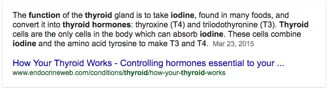 text from google search which outlines the function of the thyroid gland.