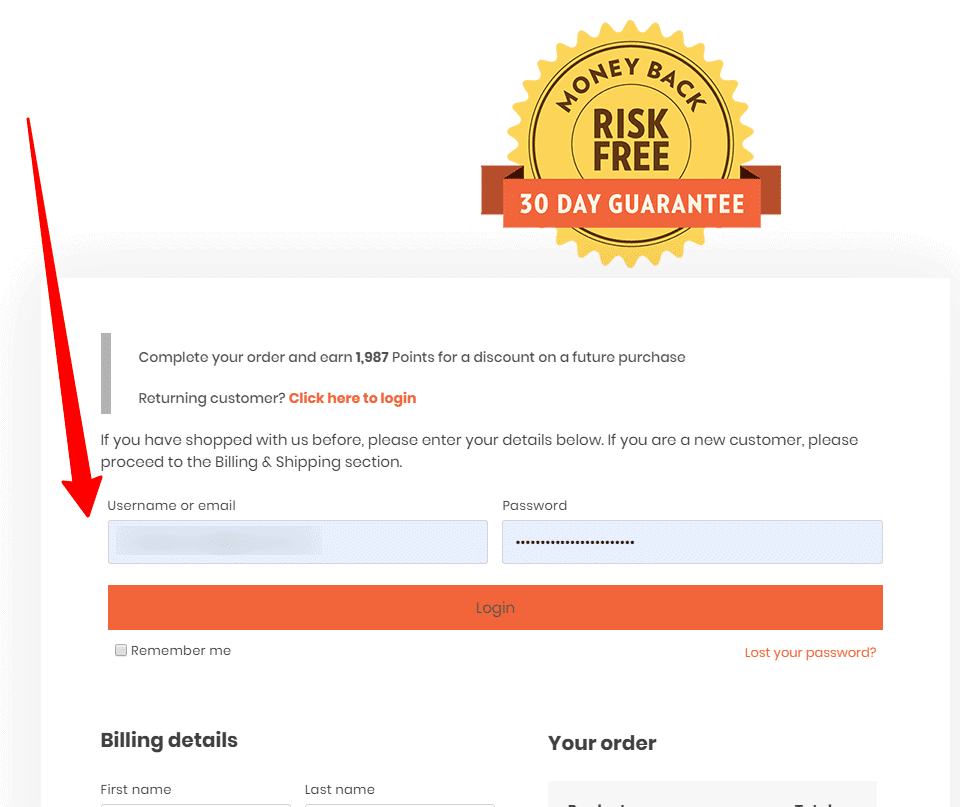 checkout login page checkout login page