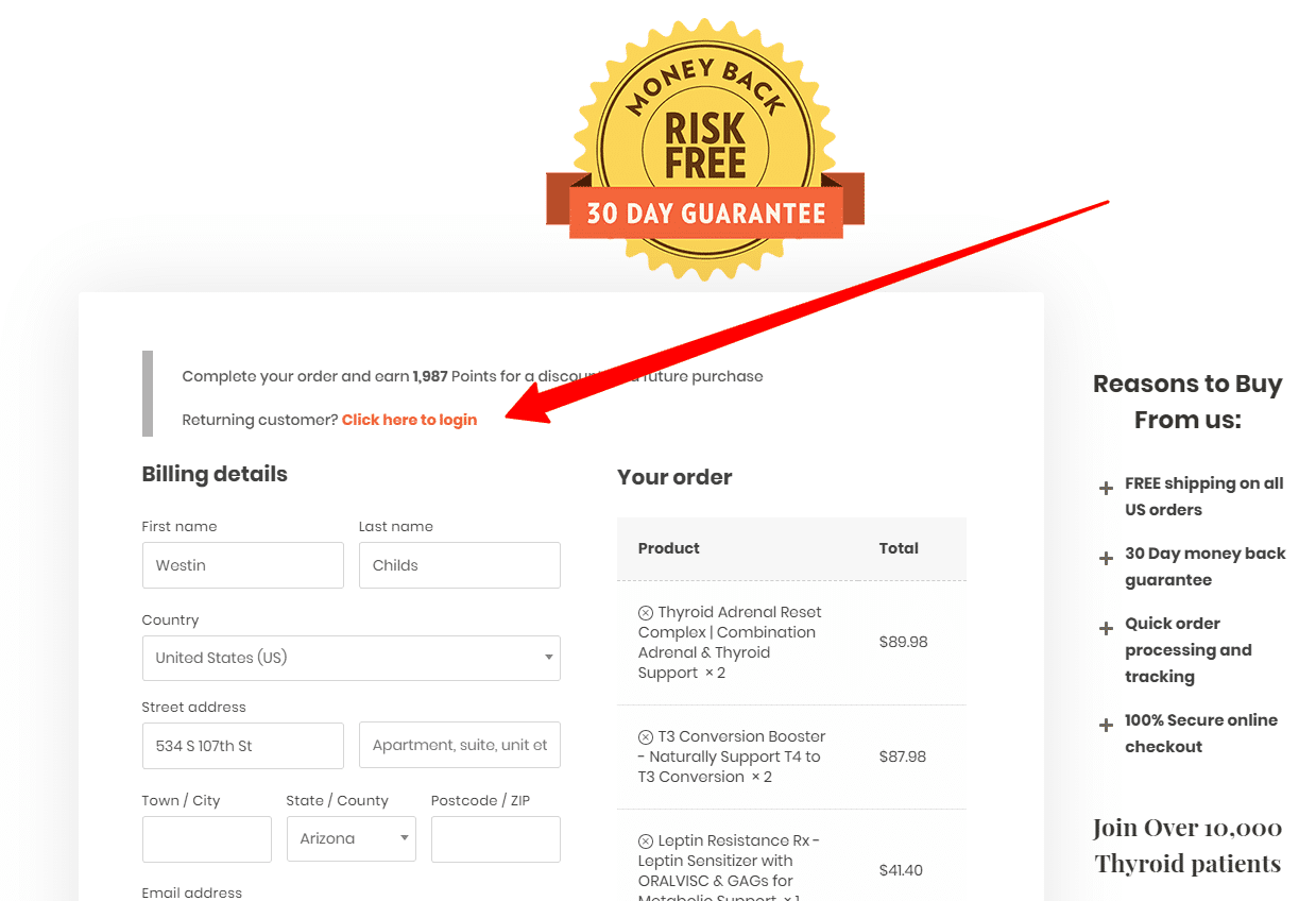 checkout page checkout page