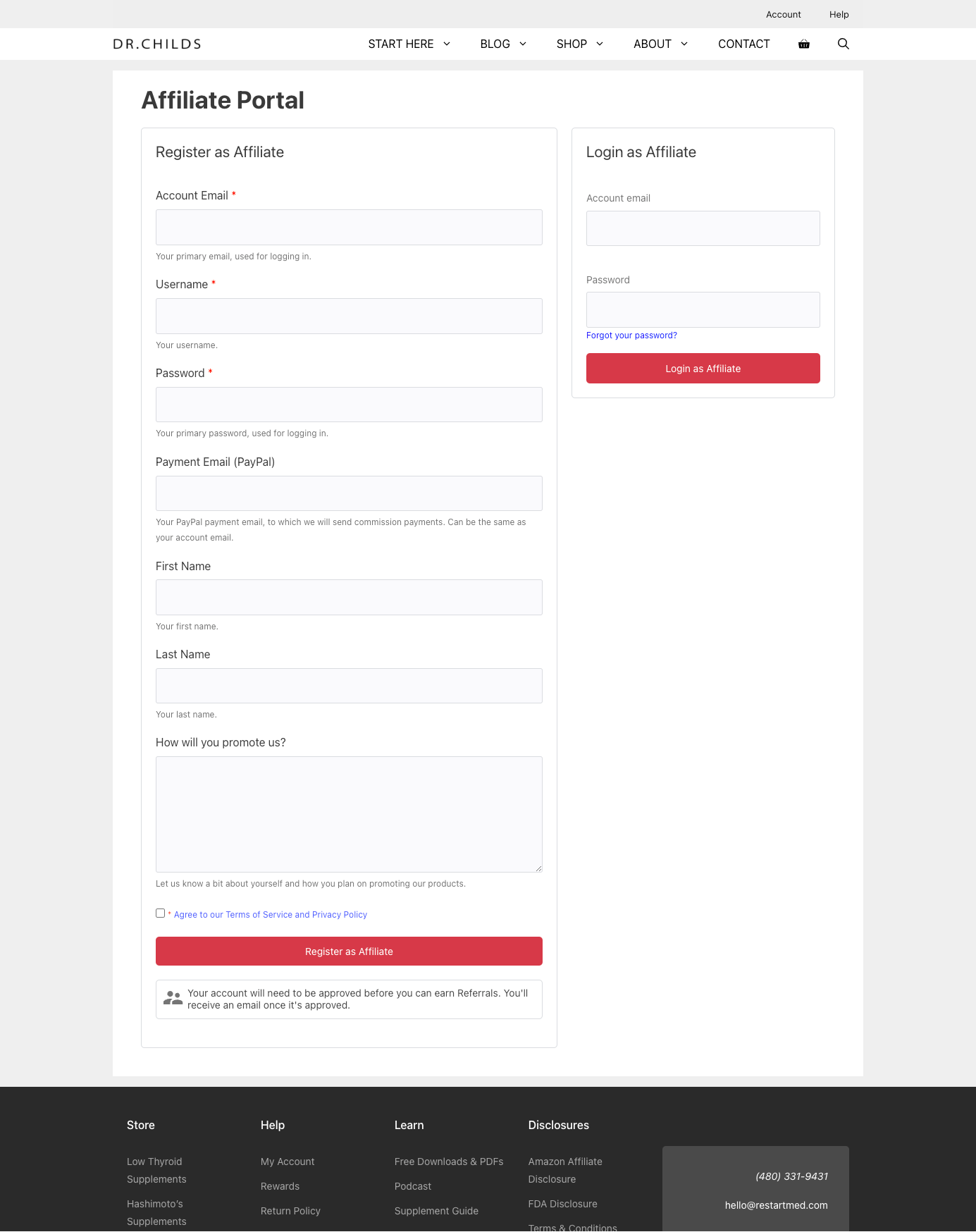 affiliate portal account application affiliate portal account application